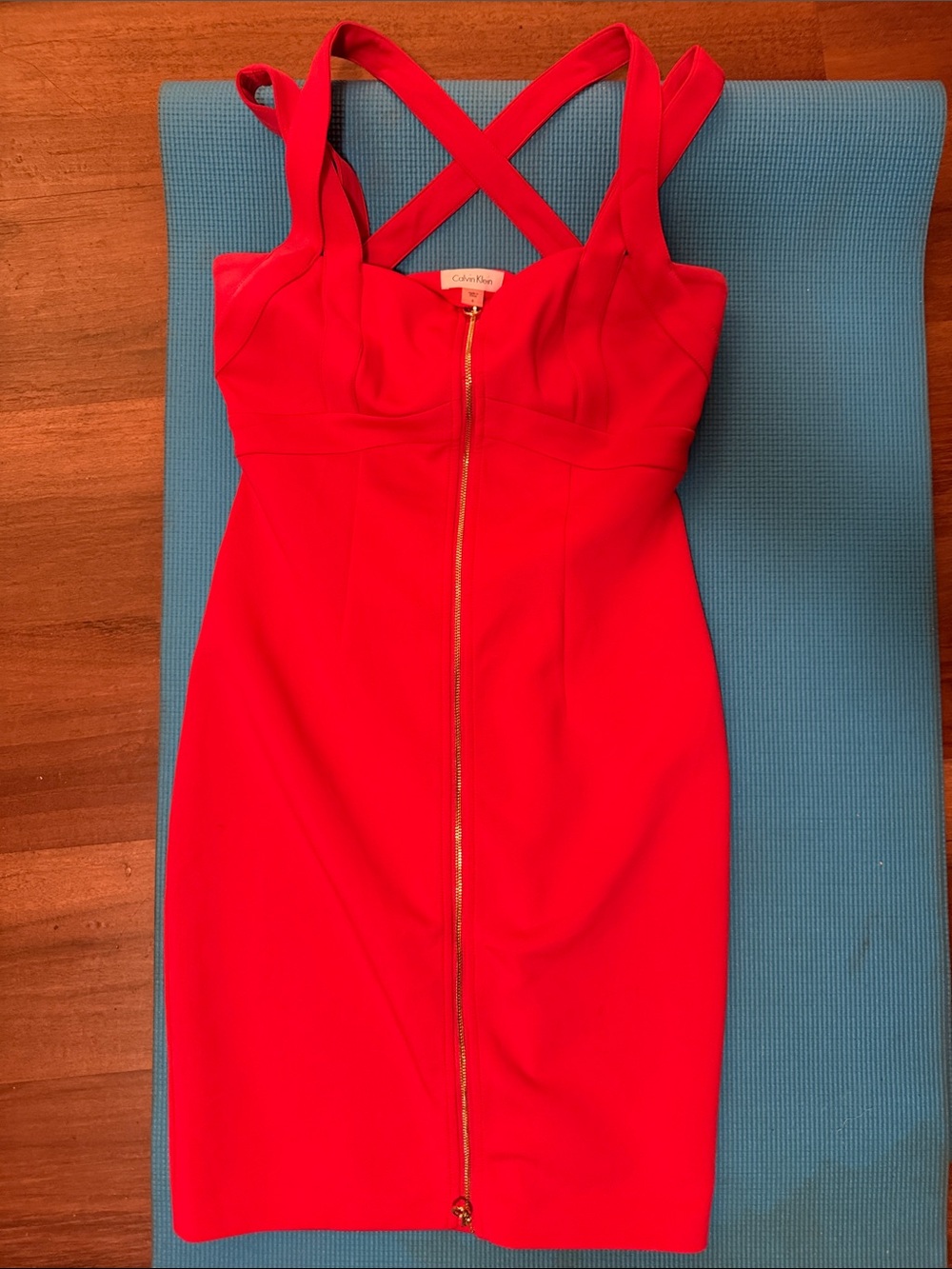 Calvin Klein Red Strappy Zip-Front Dress